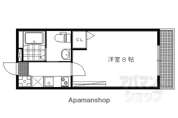フラッティ吉野町B(1K/3階)の間取り写真