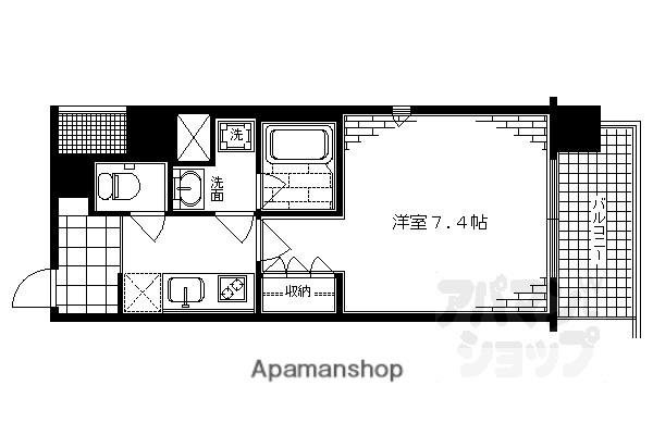 アスヴェル京都市役所前II(1K/8階)の間取り写真