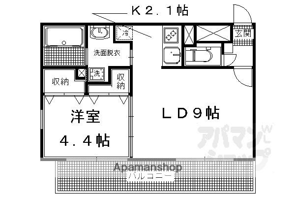 ハルチェルーナ・二条(1LDK/1階)の間取り写真