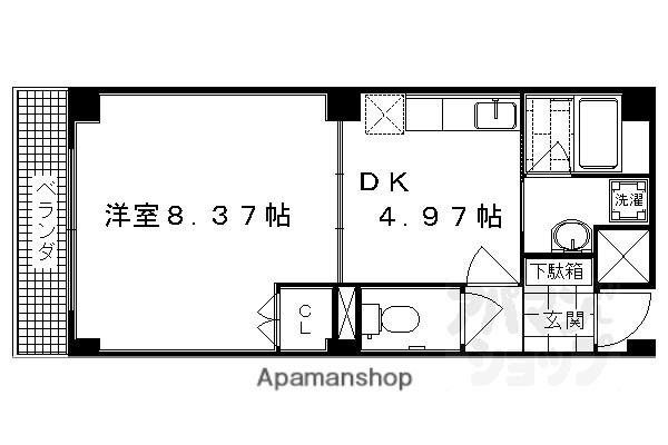 セントポーリア嵯峨野清水町(1DK/2階)の間取り写真