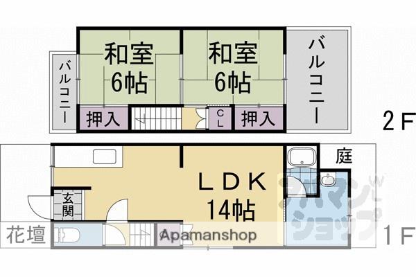 東海道本線 西大路駅 徒歩18分 2階建 築50年(2LDK)の間取り写真