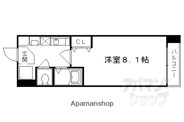 シャイン蛸薬師(1K/3階)の間取り写真