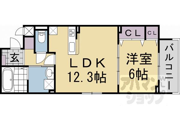 ジオコート(1LDK/1階)の間取り写真