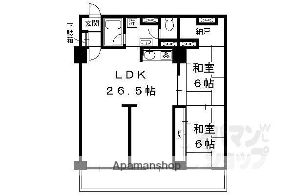 京都二条ハイツ(2LDK/11階)の間取り写真