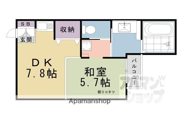 グランドジャパニング京都五条(1DK/2階)の間取り写真