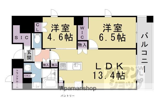 パークホームズ四条河原町(2LDK/6階)の間取り写真