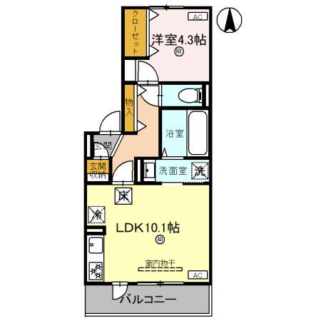 アドラブール(1LDK/1階)の間取り写真