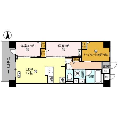 THE RESIDENCE 北白川(2LDK/5階)の間取り写真