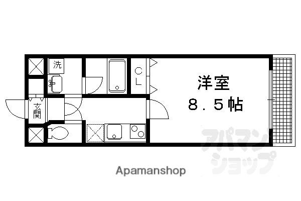 ペラパラスIII(1K/4階)の間取り写真