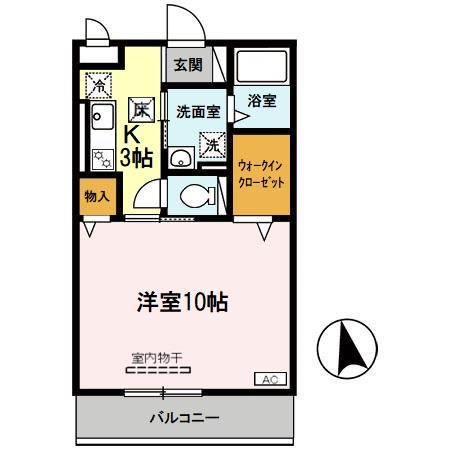 アラン・コート(1K/1階)の間取り写真