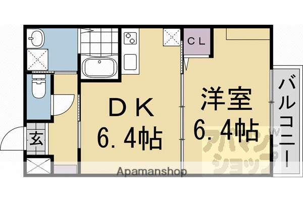 エントランスライフ宝ヶ池(1DK/1階)の間取り写真