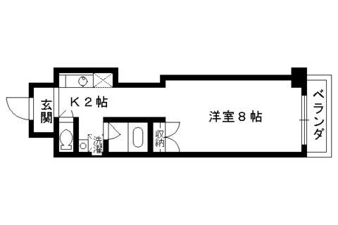 KIND3 南館(1K/7階)の間取り写真