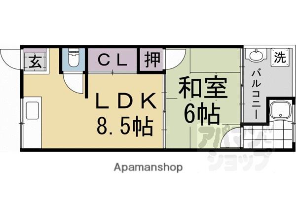 愛宕マンション(1LDK/1階)の間取り写真