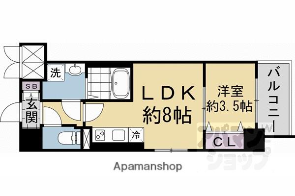 CREST TAPP 京都西京極DEX(1LDK/5階)の間取り写真