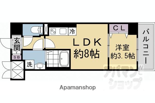 CREST TAPP 京都西京極DEX(1LDK/4階)の間取り写真
