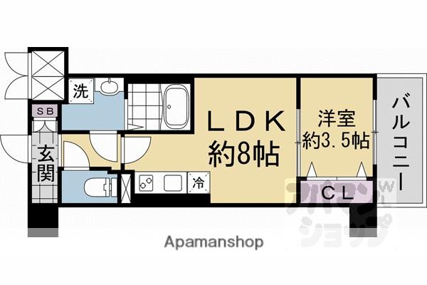 CREST TAPP 京都西京極DEX(1LDK/5階)の間取り写真