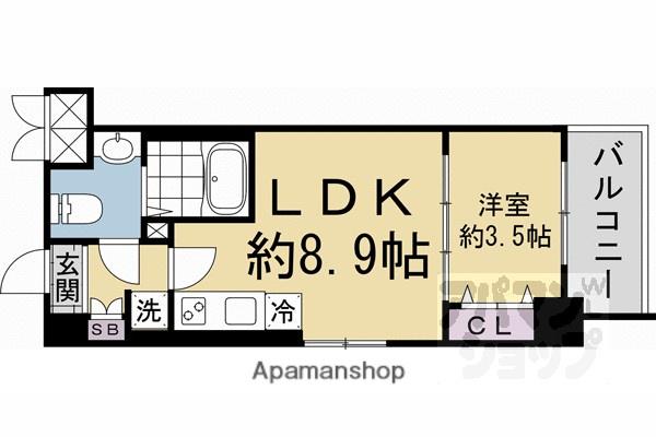 CREST TAPP 京都西京極DEX(1LDK/4階)の間取り写真