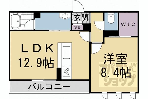 シャーメゾン太秦天神川(1LDK/2階)の間取り写真