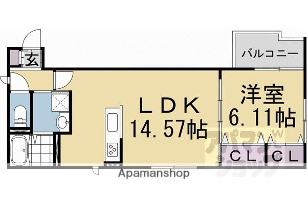 SIDE西ノ京(1LDK/2階)の間取り写真