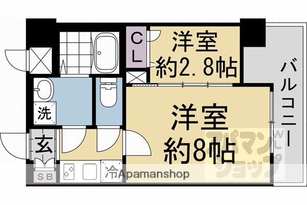 ASCLAIRE京都西院(2K/2階)の間取り写真