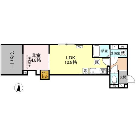 GRAMM丹波口(1LDK/1階)の間取り写真