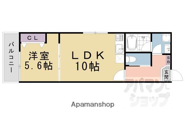ジーニアススクエア四条高辻(1LDK/4階)の間取り写真