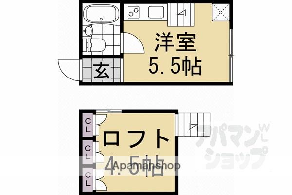 クゥアトル京都II(ワンルーム/2階)の間取り写真