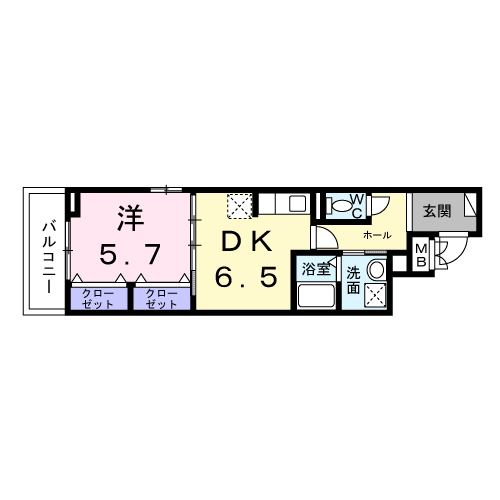 梅津東構口町アパート(1DK/2階)の間取り写真