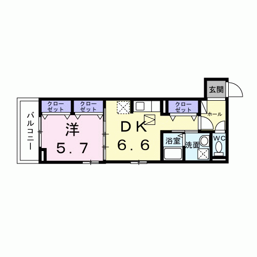 梅津東構口町アパート(1DK/1階)の間取り写真