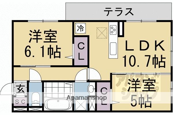 FLEUR II(2LDK/2階)の間取り写真