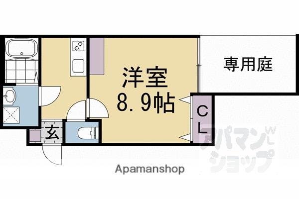 ビアンコ京都北白川(1K/1階)の間取り写真