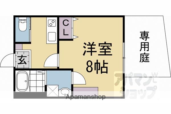 ビアンコ京都北白川(1K/1階)の間取り写真