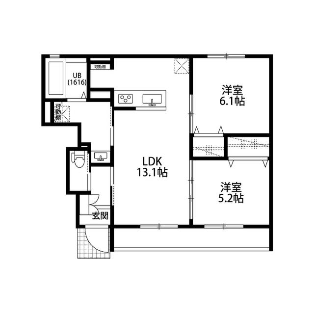アムール京都梅小路(2LDK/1階)の間取り写真