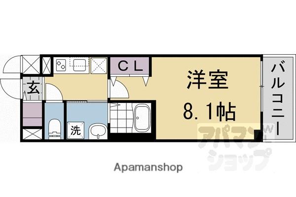 ベラジオ雅び京都洛北ガーデン(1K/2階)の間取り写真