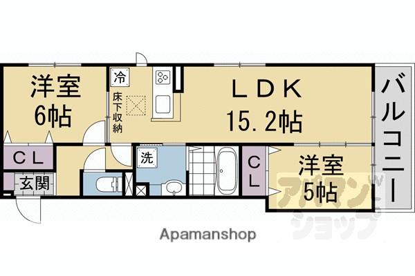 DーROOM西院小米町(2LDK/2階)の間取り写真
