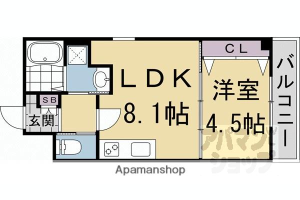 GROOVE西院清水町(1LDK/2階)の間取り写真