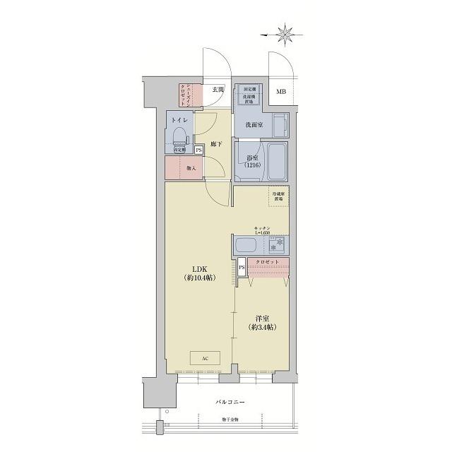 リシュドール梅小路(1LDK/8階)の間取り写真