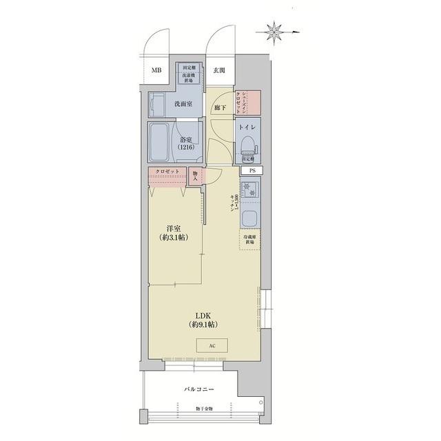 リシュドール梅小路(1LDK/10階)の間取り写真