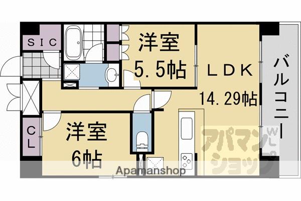 パラドールY(2LDK/9階)の間取り写真