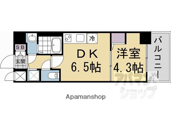 CREST TAPP京都太秦天神川DEX I(1DK/4階)の間取り写真