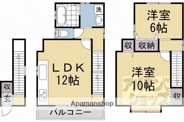 京福北野線 北野白梅町駅 徒歩8分 3階建 築25年(2LDK)の間取り写真
