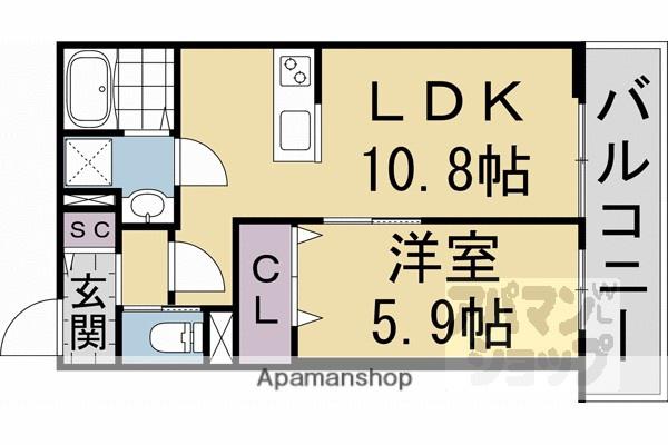 FORESTMAISON京都北山 ウエスト(1LDK/2階)の間取り写真