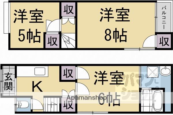 京都市東西線 太秦天神川駅 徒歩12分 2階建 築47年(3K)の間取り写真