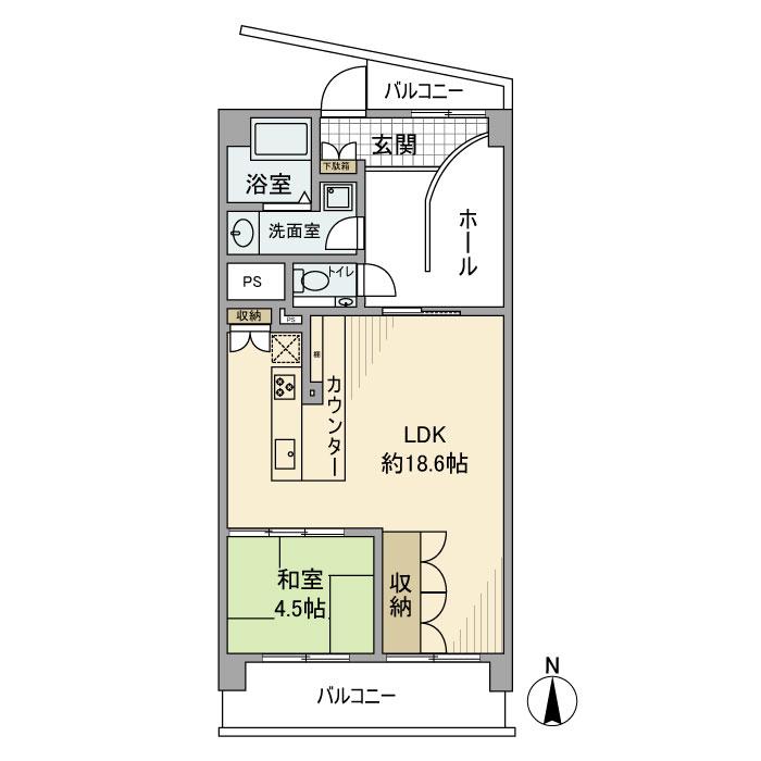 京都ロジュマン島町Aー1棟(1LDK/2階)の間取り写真