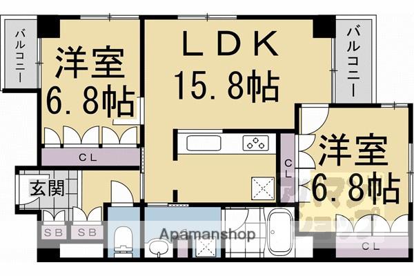 LINDEN夷町(2LDK/1階)の間取り写真