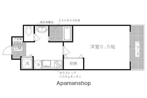 CASAGRAN洛西(1K/4階)の間取り写真