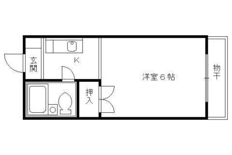 鳴滝ハウス(1K/2階)の間取り写真