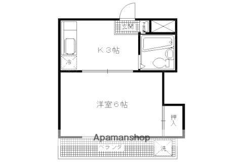 パティオ篠(1K/4階)の間取り写真