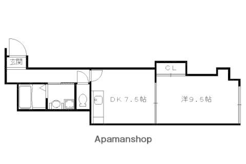鳴滝音戸山町マンション(1DK/3階)の間取り写真