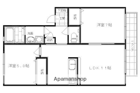 ドミール嵯峨野(2LDK/1階)の間取り写真